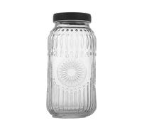 Ioensy Jarra Brew de Vidrio con Tapa Dispensador de Bebidas con de Gran Capacidad y Cuerpo Transparente sin Olores Adecuada para Café, 64OZ, Tap Girasol+Negra
