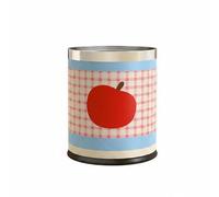 Ioensy Papelera Doméstica Cubo Basura Cesto Residuos Contenedor Gran Capacidad 10L para Confluencia Apertura Ancha 5 Cm Textura Símil Piel en PET y Adecuada, Manzana Roja