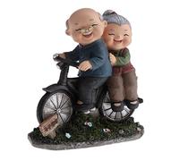 Ioensy Pareja de Ancianos Figuras Ornamentales Esculturas de Resina Inspiradas en Actividades Diarias de Adultos Mayores Representación del Amor, Bicicleta