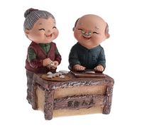 Ioensy Pareja de Ancianos Figuras Ornamentales Esculturas de Resina Inspiradas en Actividades Diarias de Adultos Mayores Representación del Amor, Hacer albóndigas