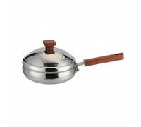 Ioensy Sartén de Acero Inoxidable Sartén Olla Paellera con Acabado Que Facilita la Limpieza Manchas Superficie sin Tóxicos Que Requiere Menos Aceite Adecuada para Sear Hacer Huevos, 24CM