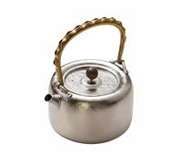 Ioensy Tetera de Viaje Exterior Hervidor Portátil Jarra para Té Caldera para Camping de Titanio Cuerpo Monopieza sin Retención de Adecuada para Campamentos, Array, Plata Estelar