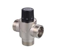 Ioensy Válvula Mezcladora de Gran Caudal Válvula Termostática Mezclador de Agua Controlador de Temperatura Cuerpo de Latón Compacto en Línea con Puertos, DN40, style to 3