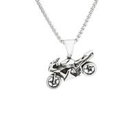IOETSEUT Collar para Hombre Collar de Cruz de Plata Personalizado Moda Vintage Colgante de Moto para Hombre Niños Punk Hip Hop Caballero Collar Joyería Única Regalos el Regalo