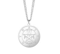 IOETSEUT Collar para Hombre Collar de Plata Cruz Personalizado ASTAROTH Sceal Collar Sigilo Mujer/Hombre Satán Statement Collar Llave Hidden King Goetia Pin Joyería el Regalo