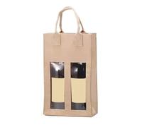 IOEUIWP 1 Bolsa de Fieltro for Vino Tinto, Caja Regalo con Ventana for Dos Botellas champán, Ideal for Bodas para Bodas, Viajes, Fiestas y Almacenamiento(A Beige)