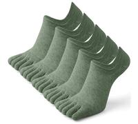 IOEUIWP 5 pares de calcetines cinco dedos Color sólido transpirable Invisible barco fino malla dedo del pie equipo deportivo al aire libre para hombre y mujer(5Pairs-Green)