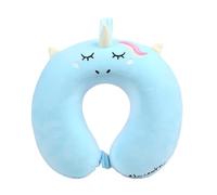 IOEUIWP Cartoon Animal U-Shaped Pillow Unicorn Neck Slow Rebound Memory Foam Airplane Car Travel Nap(Blue)