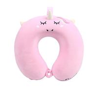 IOEUIWP Cartoon Animal U-Shaped Pillow Unicorn Neck Slow Rebound Memory Foam Airplane Car Travel Nap(Pink)