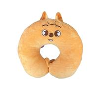 IOEUIWP Cartoon Animals Pattern Memory Foam U-Shaped Pillow Protable Travel Car Neck Protector Office Soft Nap(Saffron)