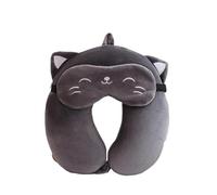 IOEUIWP Cartoon Neck Pillow Memory Cotton U-Shaped Soft Fluffy Travel Car Airplane Office Lunch Break Comfortable Sleep Headrest with An Eye Mask(Brown with An Eye Mask)