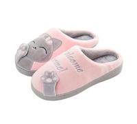 IOEUIWP Cartoon Print Couple Slippers - Winter Plush House Shoes Unisex, Cute Animal Design Home Indoor Warm Scuffs Para interior y exterior(Pink,38-39)