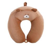 IOEUIWP Cartoon U-Shaped Pillow Travel Neck Slow Rebound Memory Foam Soft Comfortable Car Airplane(Dark Coffee)