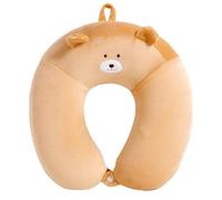 IOEUIWP Cartoon U-Shaped Pillow Travel Neck Slow Rebound Memory Foam Soft Comfortable Car Airplane(Light Coffee)