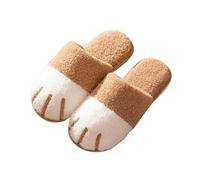 IOEUIWP Cat Paw Warm Slippers For Women Winter Plush House Cute Couple Indoor Bedroom Fuzzy Shoes Para interior y exterior(Khaki,40-41)