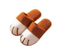 IOEUIWP Cat Paw Warm Slippers For Women Winter Plush House Cute Couple Indoor Bedroom Fuzzy Shoes Para interior y exterior(Brown2,36-37)