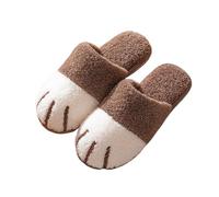 IOEUIWP Cat Paw Warm Slippers For Women Winter Plush House Cute Couple Indoor Bedroom Fuzzy Shoes Para interior y exterior(Brown,40-41)