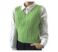 IOEUIWP Chaleco de Cuello en V for Mujer, Chaleco Punto Trenzado, suéter Calle(L)