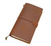 IOEUIWP Cuaderno de viaje cuero genuino, diario, planificador regalo vaca hecho a mano Vintage Para escribir y tomar notas(Yellow brown,L standard 22x12)