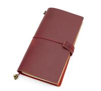 IOEUIWP Cuaderno de viaje cuero genuino, diario, planificador regalo vaca hecho a mano Vintage Para escribir y tomar notas(Wine Red,L standard 22x12)