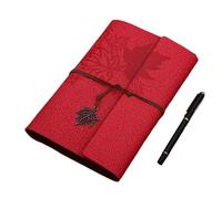 IOEUIWP Cuaderno Vintage for viajeros A7/A6/A5, cuaderno de notas papel Kraft en blanco cuero PU, bocetos, papelería, suministros escolares y oficina Para escribir y tomar notas(Red,A5 235X165MM)