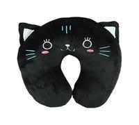 IOEUIWP Cute Cartoon Animals U Shaped Pillow Travel Car Neck Rest Support Head Cushion Panda Cat Bear Rabbit Pig(Black)
