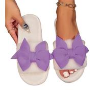 IOEUIWP Ladies' Slippers Have A Stylish Winter Vibe With Bow Ties Indoor Soft-Soled Are Comfortable And Warm Para interior y exterior(PURPLE,38-39)
