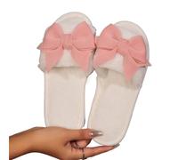 IOEUIWP Ladies' Slippers Have A Stylish Winter Vibe With Bow Ties Indoor Soft-Soled Are Comfortable And Warm Para interior y exterior(Pink,40-41)