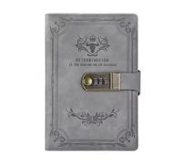 IOEUIWP Libreta de contraseñas retro A5 de 200 páginas con candado, agenda creativa y gruesa, libreta for estudiantes, libreta de papelería, carpeta.(Grey)