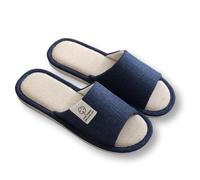 IOEUIWP Linen Slippers, Striped Sandals For Women Men, Unisex Washable Open-Toe Home With Cute Print, Non-slip Para interior y exterior(Deep Blue,46)