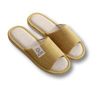 IOEUIWP Linen Slippers, Striped Sandals For Women Men, Unisex Washable Open-Toe Home With Cute Print, Non-slip Para interior y exterior(Yellow,44)