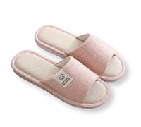 IOEUIWP Linen Slippers, Striped Sandals For Women Men, Unisex Washable Open-Toe Home With Cute Print, Non-slip Para interior y exterior(Pink,44)