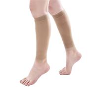 IOEUIWP Medias sin dedos de talla grande for hombre, S-7XL for correr, atletismo, mangas compresión, pierna, pantorrilla, 30-40mmHg, calcetín for venas varicosas para Deporte, Running(Beige,S)