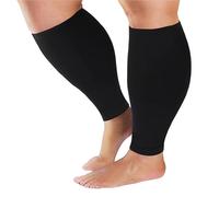 IOEUIWP Medias sin dedos de talla grande for hombre, S-7XL for correr, atletismo, mangas compresión, pierna, pantorrilla, 30-40mmHg, calcetín for venas varicosas para Deporte, Running(Black,6XL)
