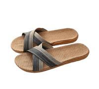 IOEUIWP Men Shoes Slippers Linen Home Indoor Open Toe Flat Shoe Beach Striped Spliced Rubber Sandals Para interior y exterior(COLOR6,40-41)