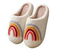 IOEUIWP Men's Cotton Slippers Winter Cute Cartoon Smiling Face Home Classy Furry Female Couple Indoor Warm Para interior y exterior(Red,38-39)