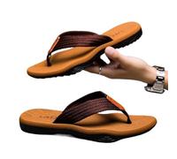 IOEUIWP Men's Flip-Flops Waterproof Non-Slip Soft Sole Comfortable Slip-On Sandals Para interior y exterior(Khaki,45)
