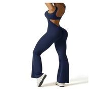 IOEUIWP Mono Acampanado De Primavera Y Verano For Mujer, Sexy, Sin Espalda, Mangas, Ajustado, Con Fruncido En El Trasero, Yoga, Costuras para yoga, deporte(Blue,M)