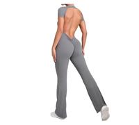 IOEUIWP Mono De Gimnasio For Mujer, Ropa Yoga Una Pieza, Entrenamiento Baile Latino, Acampanado para yoga, deporte(Dark Grey,L)