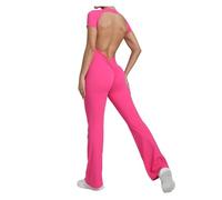 IOEUIWP Mono De Gimnasio For Mujer, Ropa Yoga Una Pieza, Entrenamiento Baile Latino, Acampanado para yoga, deporte(Rose,L)