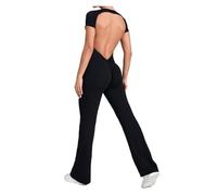 IOEUIWP Mono De Gimnasio For Mujer, Ropa Yoga Una Pieza, Entrenamiento Baile Latino, Acampanado para yoga, deporte(Black,L)