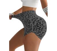 IOEUIWP Pantalones Cortos de Yoga con Estampado Leopardo for Mujer, Cintura Alta, Control Barriga, Levantamiento glúteos, Ajustados, adecuados for Superventas transfronterizos(Black and Gray,L)