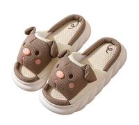 IOEUIWP Platform Women's Slippers Home Linen Pig Cute Designer Woman Shoes Flat Hemp Indoor Elegant Casual Slides Para interior y exterior(Brown,38-39)