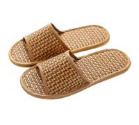 IOEUIWP Spring And Summer Woven Rattan And Grass Lovers Straw Mat Slippers Indoor Wooden Floor Home Linen Para interior y exterior(44-45(270mm))