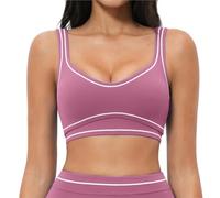 IOEUIWP Sujetador de Yoga Transpirable for Mujer, Ropa Interior Deportiva a Prueba Golpes con Contraste Color, for Gimnasio, Top Entrenamiento Alta Resistencia(Fig Purple,XL)