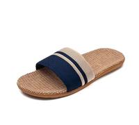 IOEUIWP Summer Linen Slippers Non-Slip Breathable Shoes Universal Open-Toe Home Sandals For All Seasons Para interior y exterior(Blue,44-45)