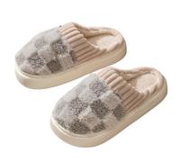 IOEUIWP Warm Fluffy Cotton Slippers For Women Indoor Anti-slip Comfort Plush Slides Couple Soft Fuzzy House Shoes Para interior y exterior(Grey,42-43)