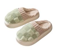 IOEUIWP Warm Fluffy Cotton Slippers For Women Indoor Anti-slip Comfort Plush Slides Couple Soft Fuzzy House Shoes Para interior y exterior(Green,38-39)