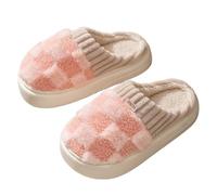 IOEUIWP Warm Fluffy Cotton Slippers For Women Indoor Anti-slip Comfort Plush Slides Couple Soft Fuzzy House Shoes Para interior y exterior(Pink,40-41)