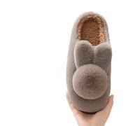 IOEUIWP Winter Plush Slippers For Women Non Slip Thick Sole Fluffy Indoor Outdoor Cozy Home Shoes Couple Cute Back Cover Para interior y exterior(Dark Khaki,42-43)